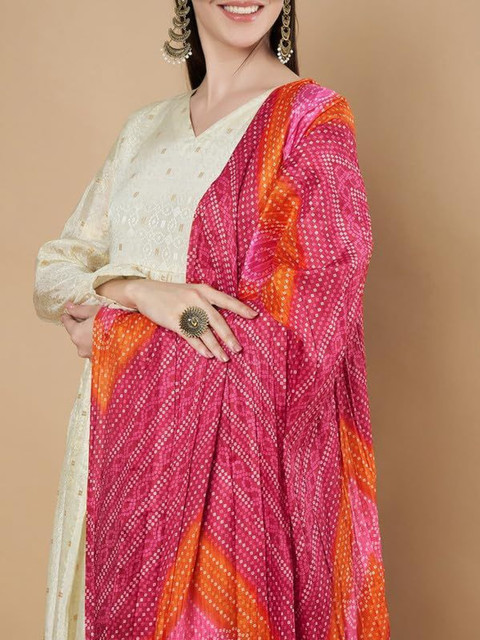 AKSHADEEP Printed Art Silk Bandhani Dupatta - Image 4