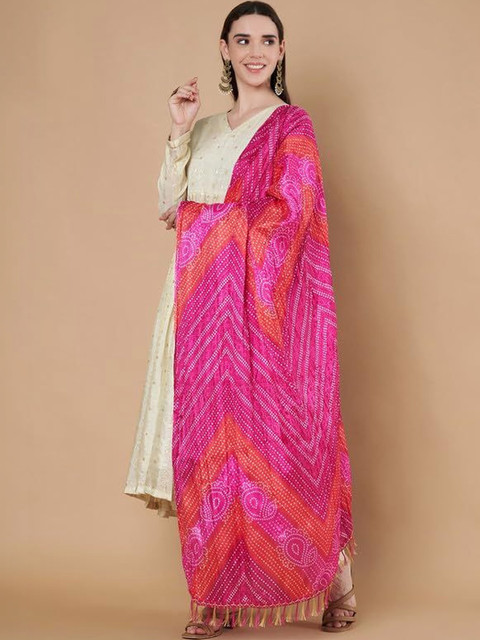 AKSHADEEP Printed Art Silk Bandhani Dupatta - Image 3