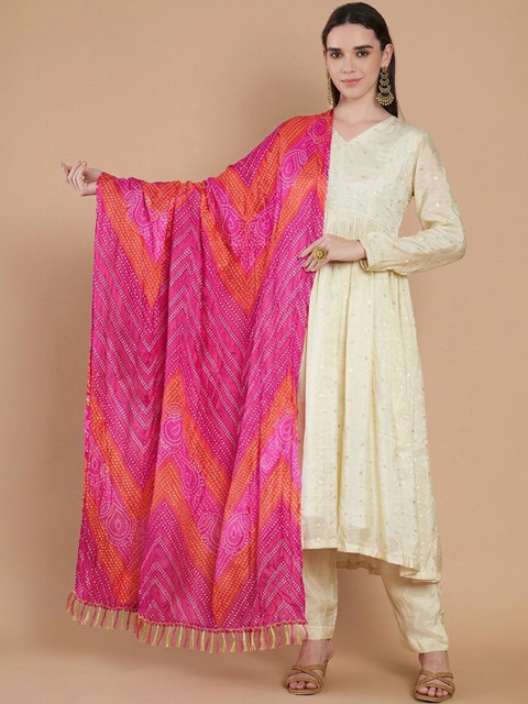 AKSHADEEP Printed Art Silk Bandhani Dupatta