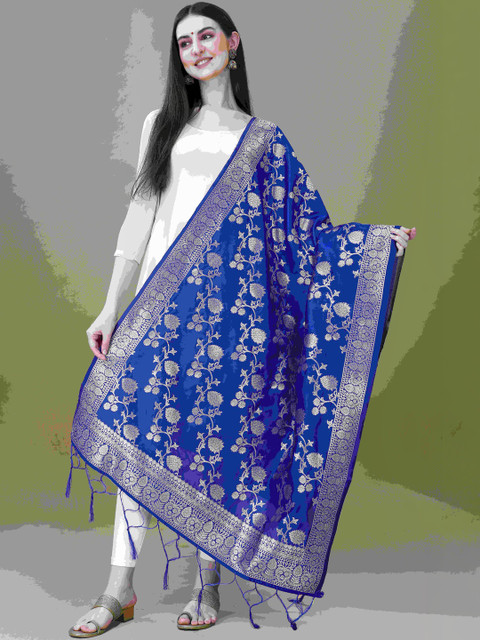 DEVANGI Ethnic Motifs Woven Design Ikat Dupatta with Zari