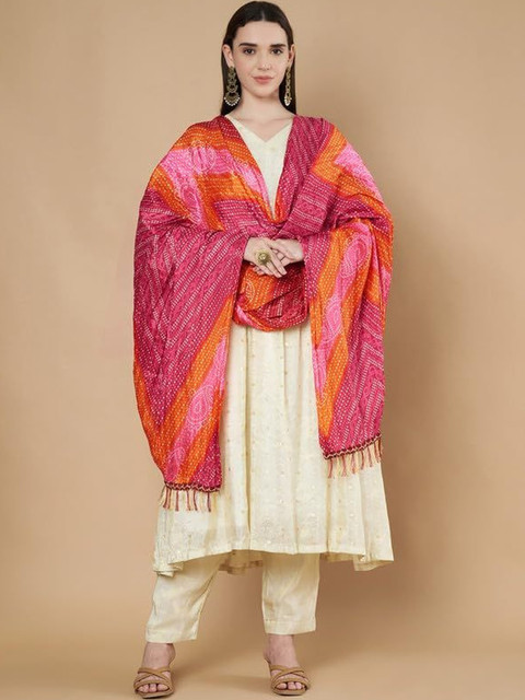AKSHADEEP Printed Art Silk Bandhani Dupatta - Image 2