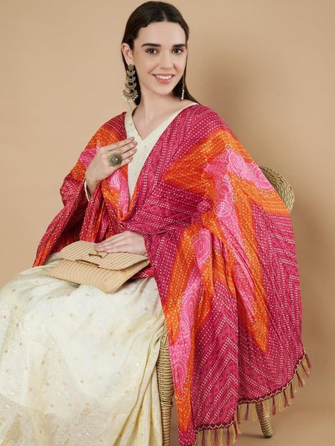 AKSHADEEP Printed Art Silk Bandhani Dupatta - Image 7