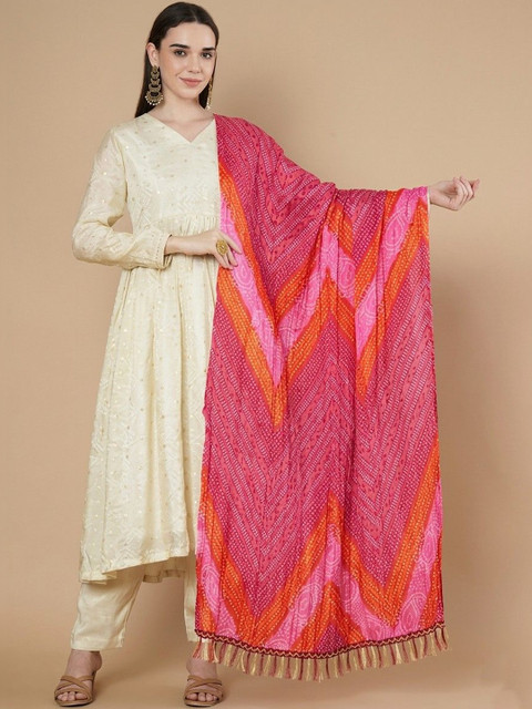 AKSHADEEP Printed Art Silk Bandhani Dupatta
