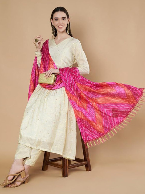 AKSHADEEP Printed Art Silk Bandhani Dupatta - Image 6