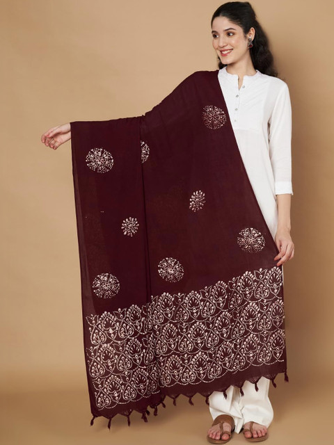 AKSHADEEP Printed Viscose Rayon Batik Dupatta