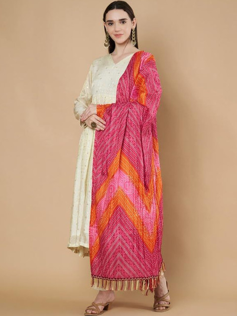 AKSHADEEP Printed Art Silk Bandhani Dupatta - Image 3