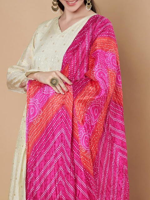 AKSHADEEP Printed Art Silk Bandhani Dupatta - Image 2