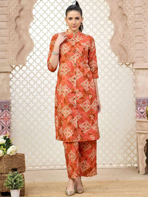 Sangria Pure Cotton Printed Tunic with Trousers
