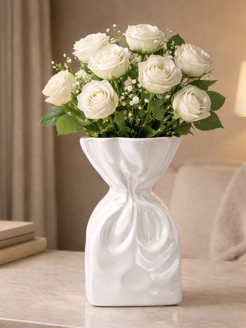 Art Street Modern Sculptural White Ceramic for Home Decor Flower Vase