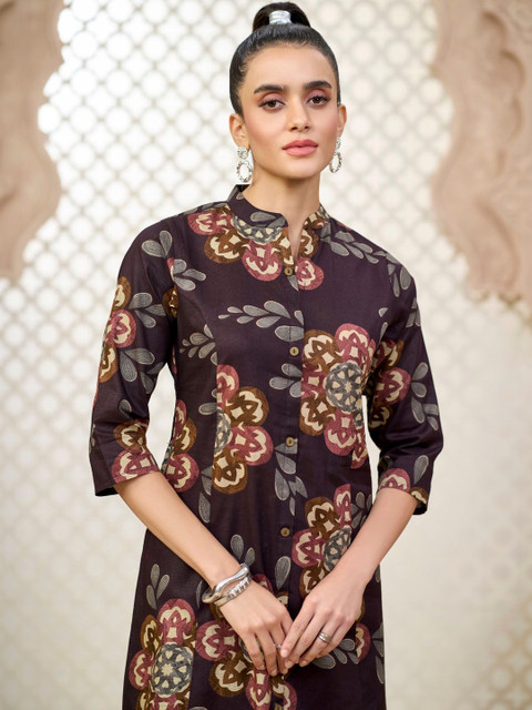 Sangria Pure Cotton Printed Tunic with Trousers