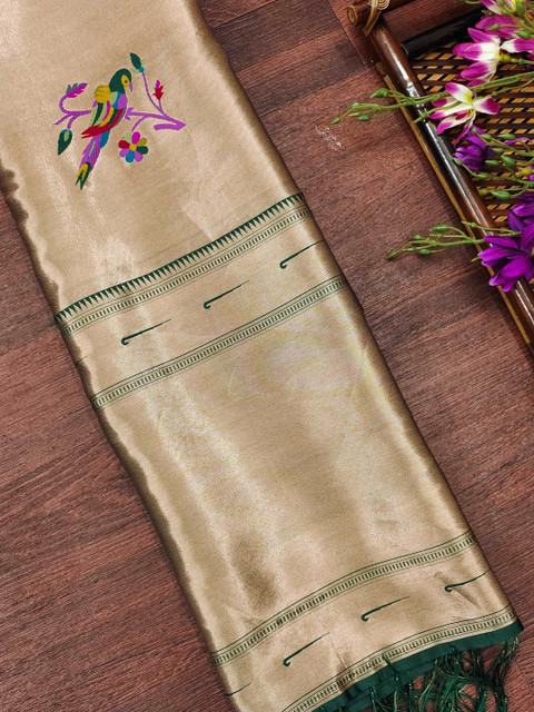 DEVANGI Ethnic Motifs Embroidered Banarasi Silk Dupatta With Zari - Image 2
