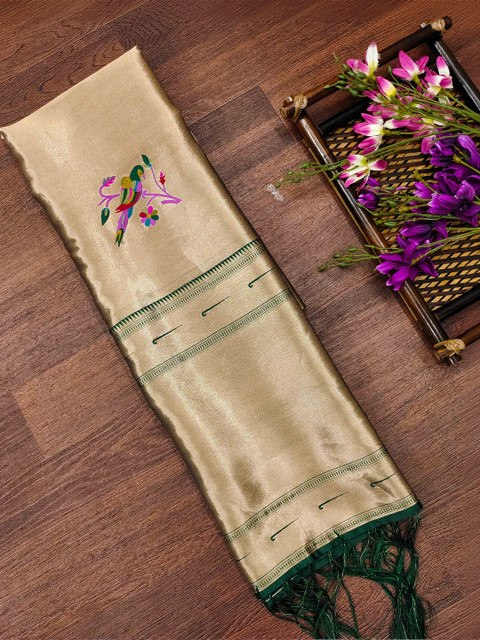 DEVANGI Ethnic Motifs Embroidered Banarasi Silk Dupatta With Zari - Image 5