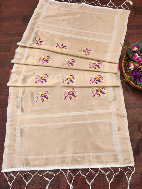 DEVANGI Ethnic Motifs Embroidered Banarasi Silk Dupatta With Zari - Image 5