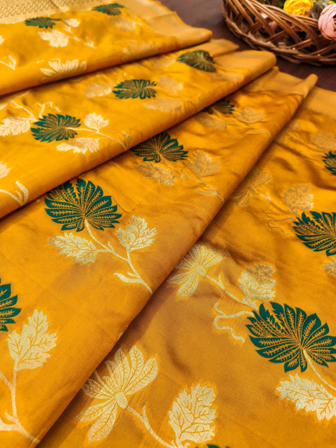 DEVANGI Floral Woven Design Banarasi Silk Dupatta With Zari - Image 3