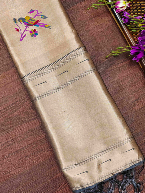 DEVANGI Ethnic Motifs Embroidered Banarasi Silk Dupatta With Zari - Image 2
