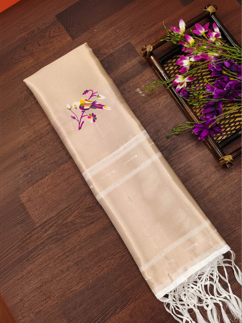 DEVANGI Ethnic Motifs Embroidered Banarasi Silk Dupatta With Zari