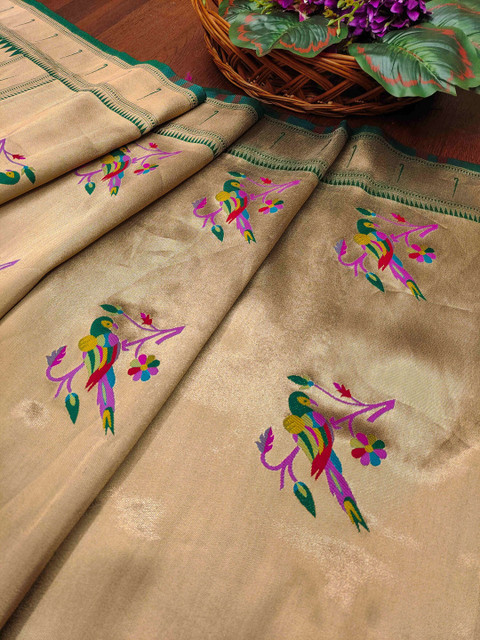 DEVANGI Ethnic Motifs Embroidered Banarasi Silk Dupatta With Zari - Image 4