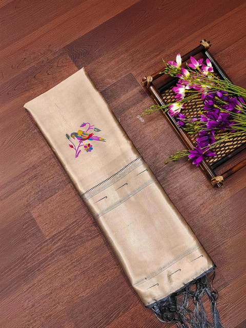 DEVANGI Ethnic Motifs Embroidered Banarasi Silk Dupatta With Zari