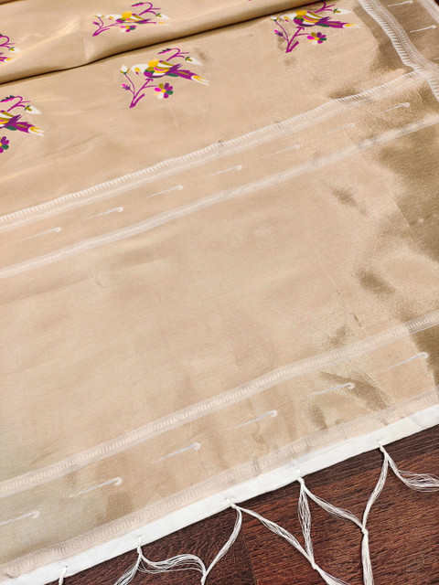DEVANGI Ethnic Motifs Embroidered Banarasi Silk Dupatta With Zari - Image 4
