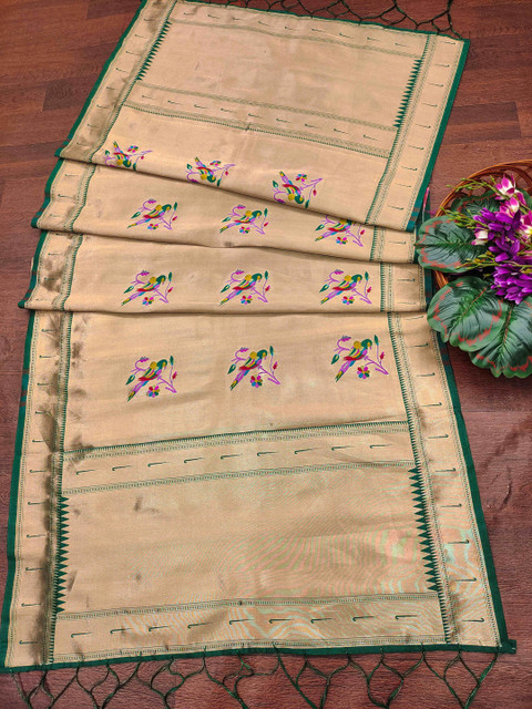 DEVANGI Ethnic Motifs Embroidered Banarasi Silk Dupatta With Zari - Image 3