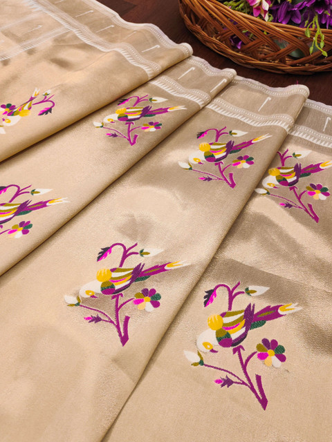 DEVANGI Ethnic Motifs Embroidered Banarasi Silk Dupatta With Zari - Image 2