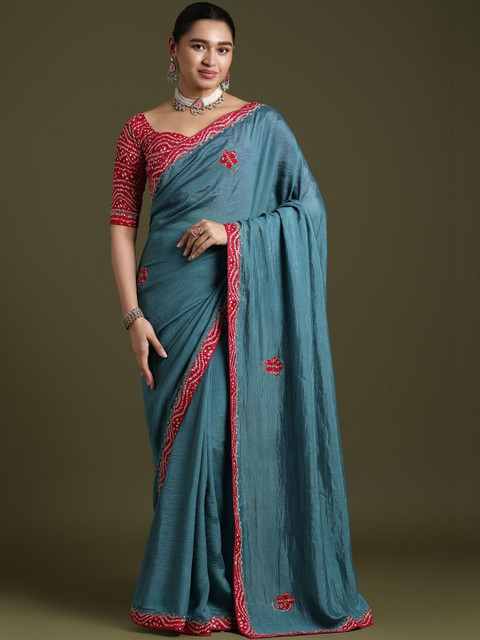 Sangria Embroidered Saree with Blouse Piece
