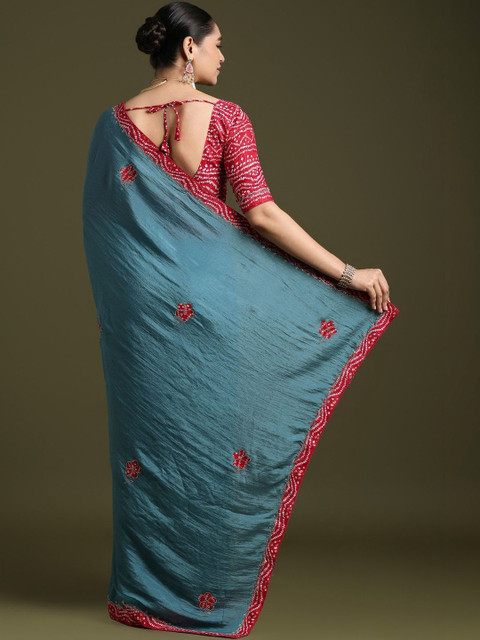 Sangria Embroidered Saree with Blouse Piece - Image 3