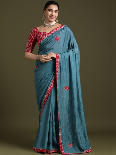 Sangria Embroidered Saree with Blouse Piece - Image 2