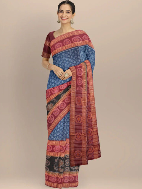 HERE&NOW Ethnic Motifs Pure Cotton Handloom Core Saree