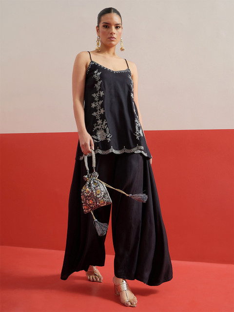 Shae by SASSAFRAS Shadow Work Embroidered Top with Palazzos
