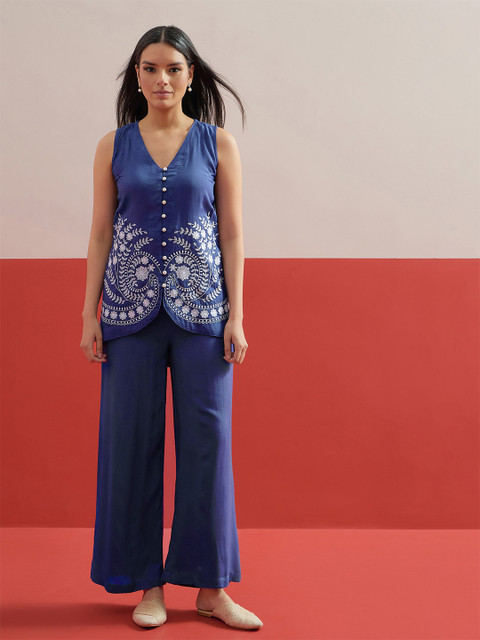 Shae by SASSAFRAS Shadow Work Embroidered Top with Palazzos