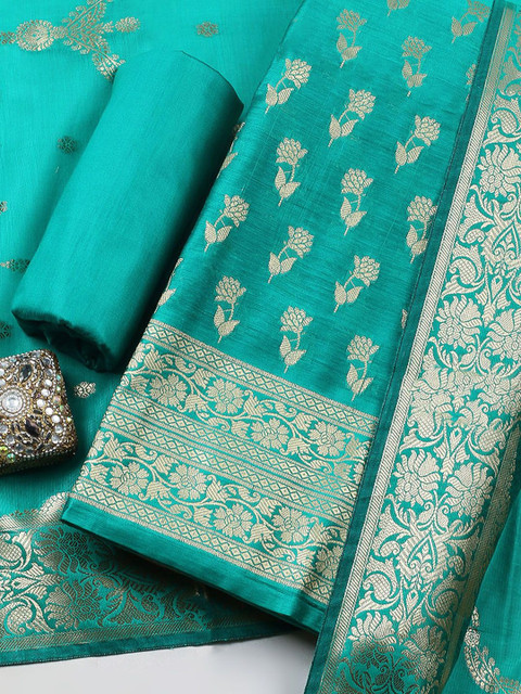 Meena Bazaar Art Silk Unstitched Dress Material