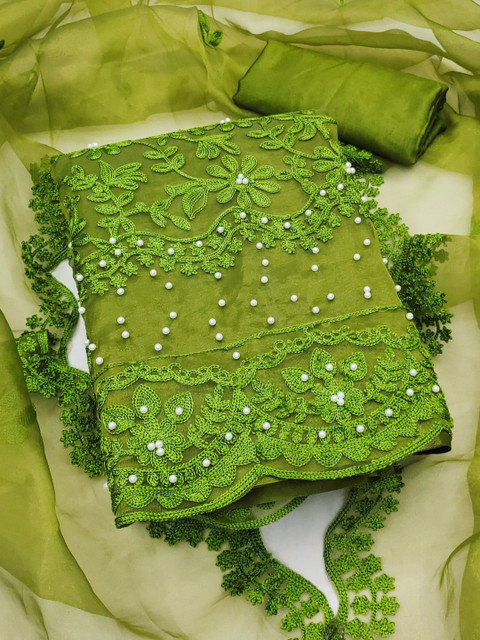 Panzora Embroidered Organza Unstitched Dress Material