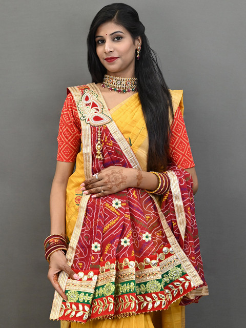 Ranisatiya creation Bandhani Printed Dupatta With Gotta Patti