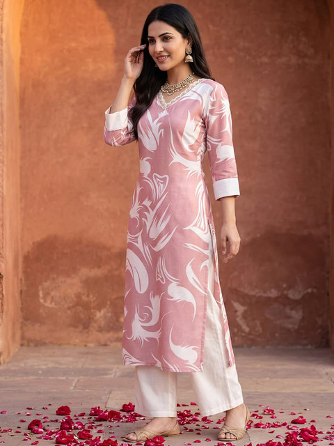 SZN Women Printed Regular Kurta with Palazzos - Image 4