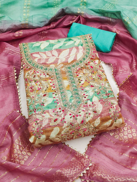 LeeliPeeri Designer Embroidered Unstitched Dress Material