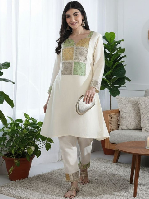 D W Apparels Embroidered Top with Trousers