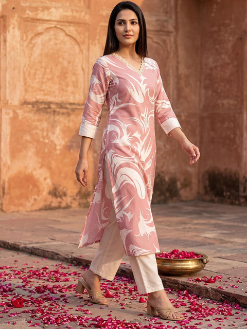 SZN Women Printed Regular Kurta with Palazzos - Image 3