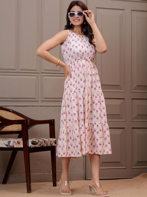 RILAKE Floral Print Fit & Flare Dress