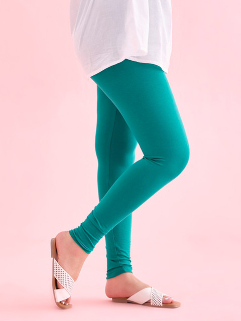 Go Colors Women Green Solid Ankle-Length Leggings - Image 2