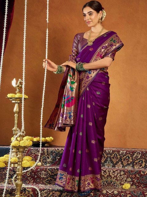K 5 Fashion Embellished Zari Art Silk Fusion Kanjeevaram Saree - Image 2