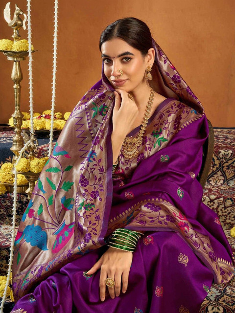 K 5 Fashion Embellished Zari Art Silk Fusion Kanjeevaram Saree - Image 6