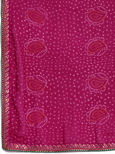 Mitera Bandhani Printed Sequinned Pure Georgette Bandhani Saree - Image 6