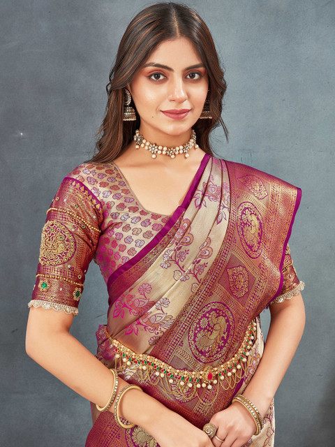 Tankori Woven Design Zari Dharmavaram Saree - Image 6