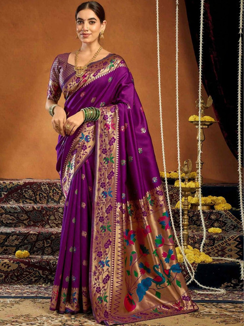 K 5 Fashion Embellished Zari Art Silk Fusion Kanjeevaram Saree - Image 4