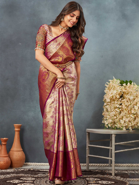Tankori Woven Design Zari Dharmavaram Saree - Image 5