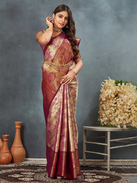 Tankori Woven Design Zari Dharmavaram Saree - Image 4