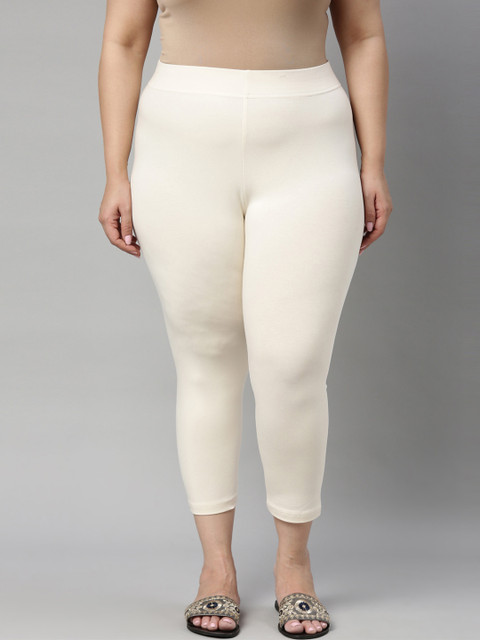 Go Colors Plus Size Mid Rise Slim Fit Ankle Length Leggings