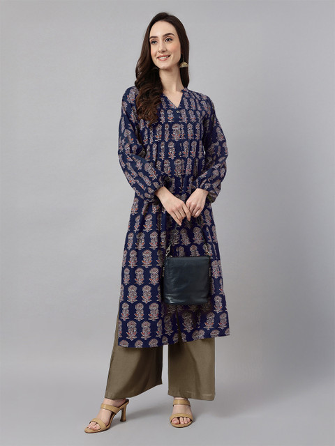 Janasya Women Ethnic Motifs Printed Daily Cotton Straight Kurta