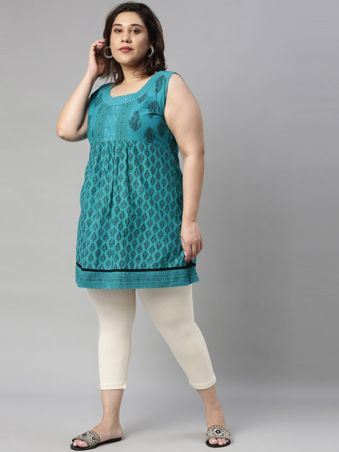 Go Colors Plus Size Mid Rise Slim Fit Ankle Length Leggings - Image 5